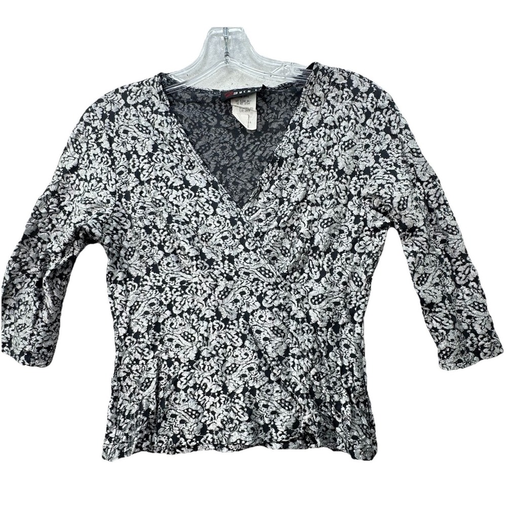 Vtg 90s '2‎ Much LA' Brand Made In USA Fitted Large Cropped Shimmer Top Babydoll